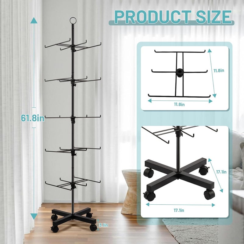 Flenpptly Retail Display Stand Rotating Display Rack 5 Tier Spinning Display Stand for Craft Shows, Jewelry, Keychain, Earring Adjustable Height Retail Display Racks (5-Tier Black) - Image 2